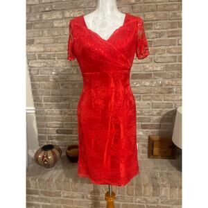 🎉Gorgeous Elie Tahari Red lace party dress!